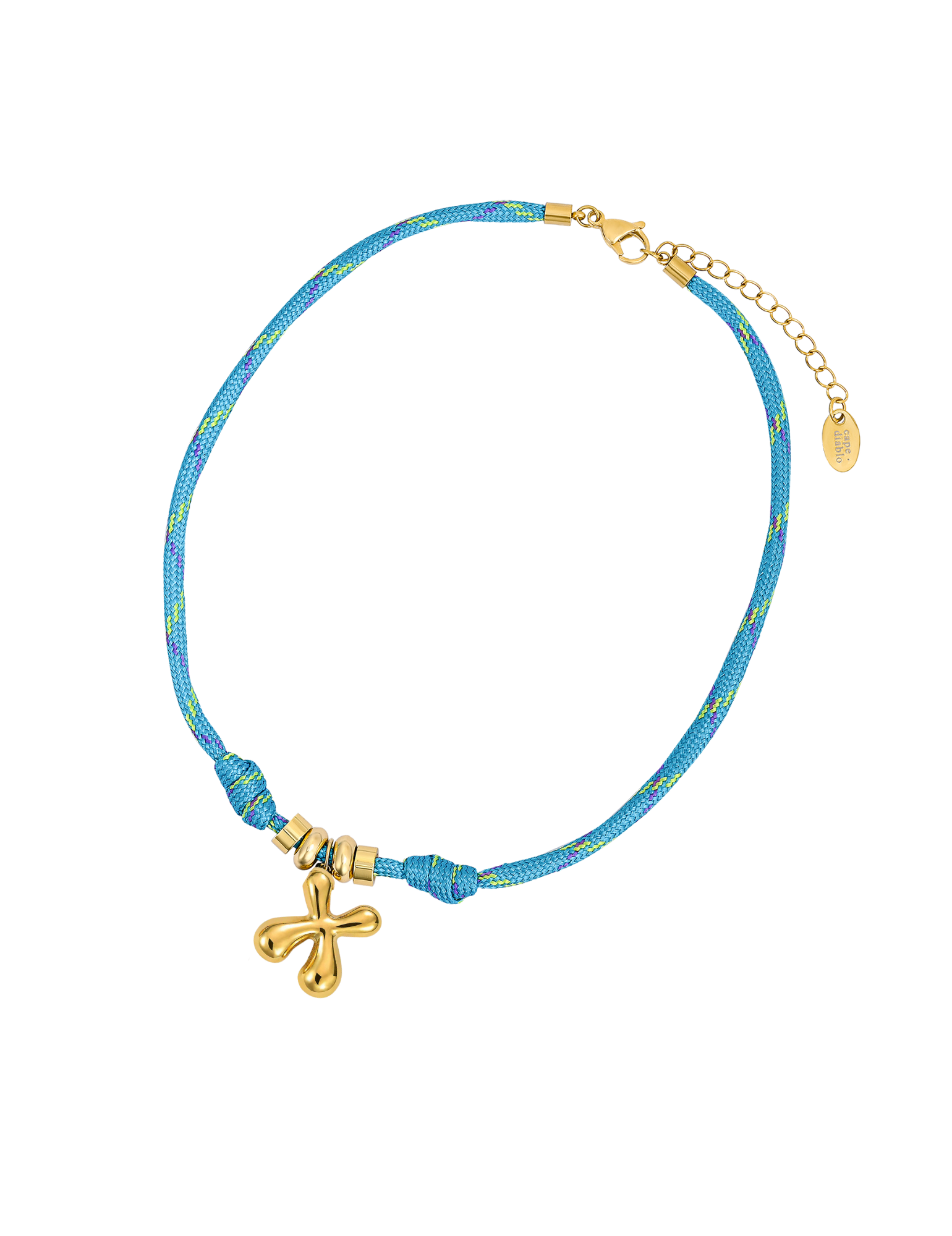 Colar de Corda com Letra Bolha Dourada