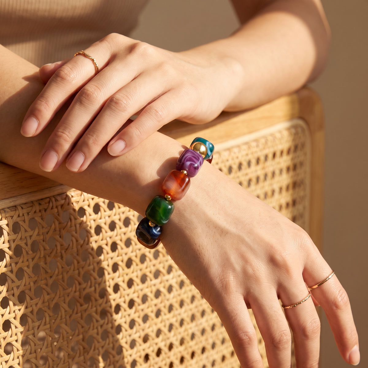 Pulseira grossa mista Mystic Rainbow