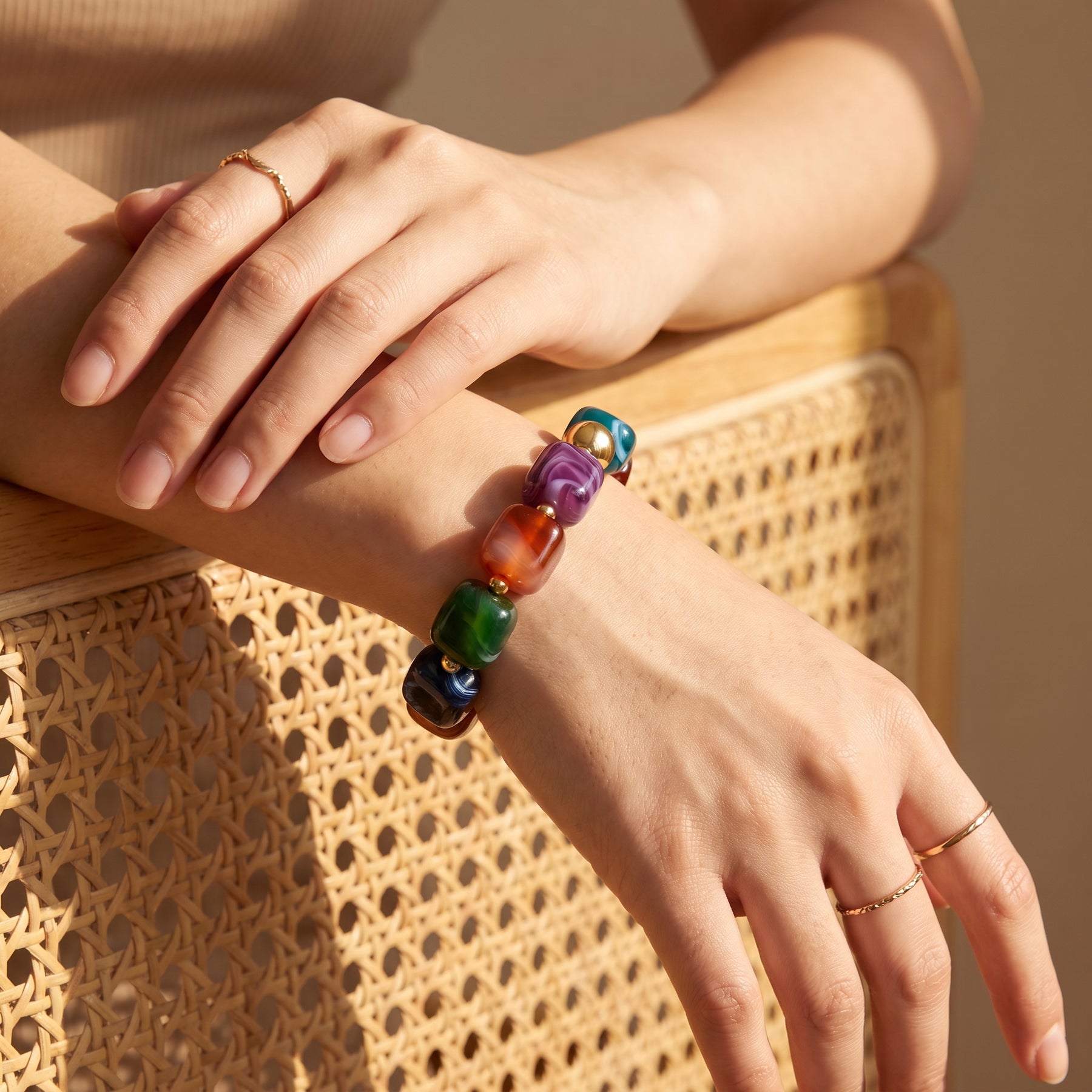 Pulseira grossa mista Mystic Rainbow