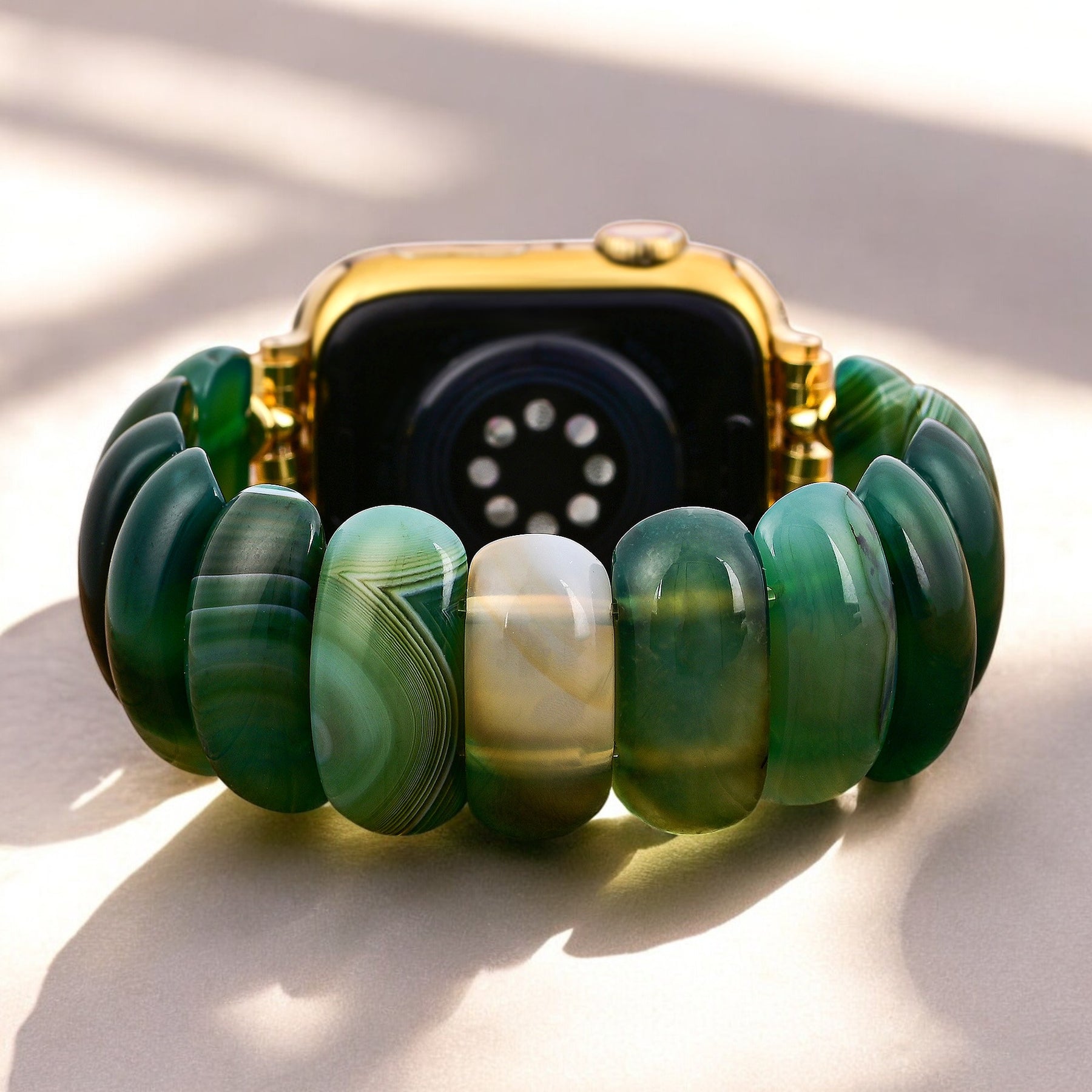 Pulseira Elástica de Ágata Emerald Grove para Apple Watch
