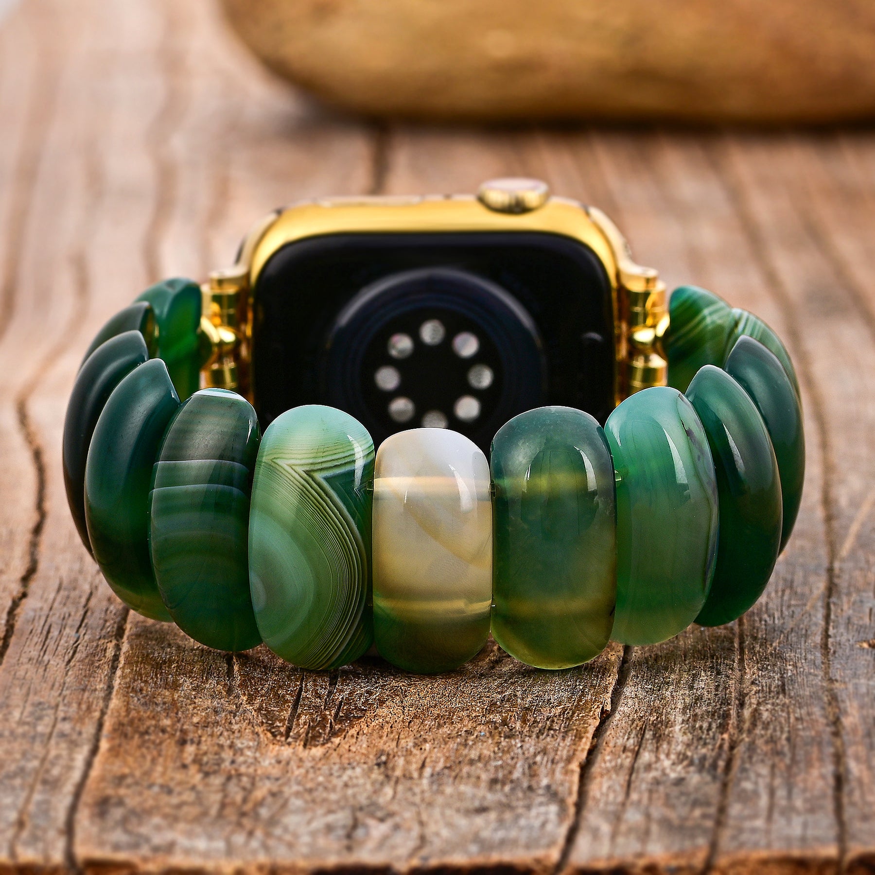 Pulseira de Apple Watch de Agata Verde Esmeralda