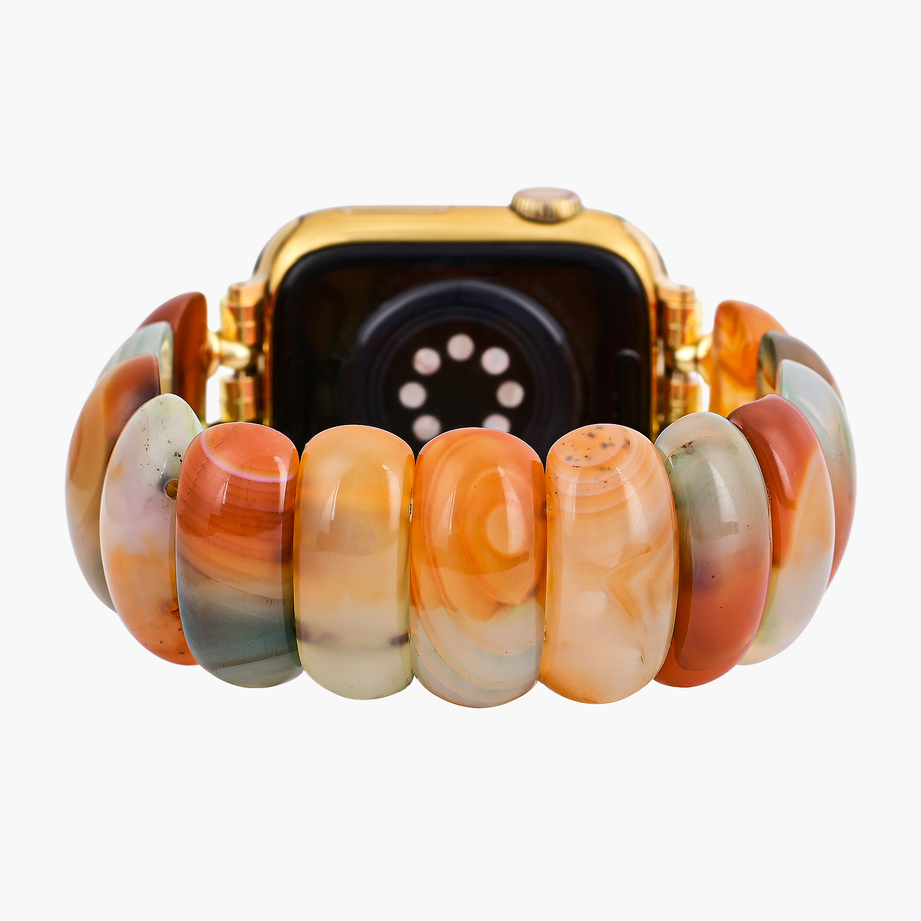 Pulseira de Apple Watch de Ágata Dourada ao Entardecer