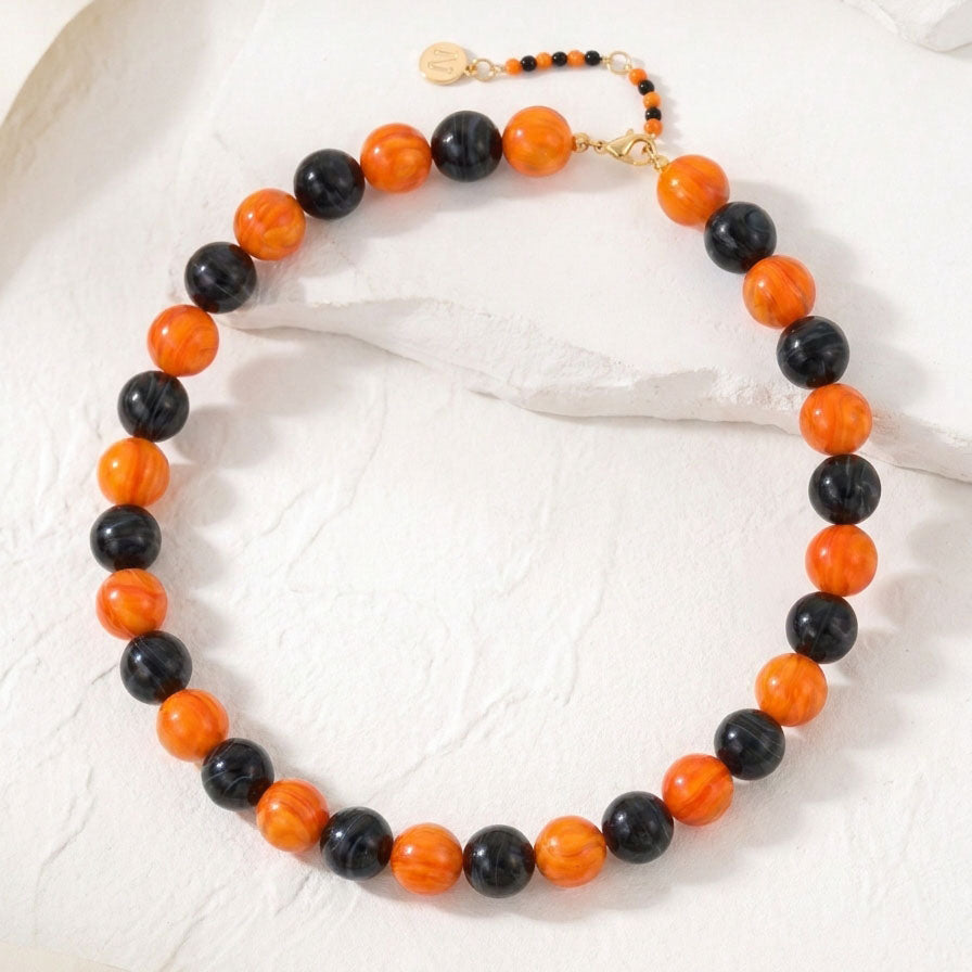 Colar Chunky de Abóbora da Meia-Noite para o Halloween