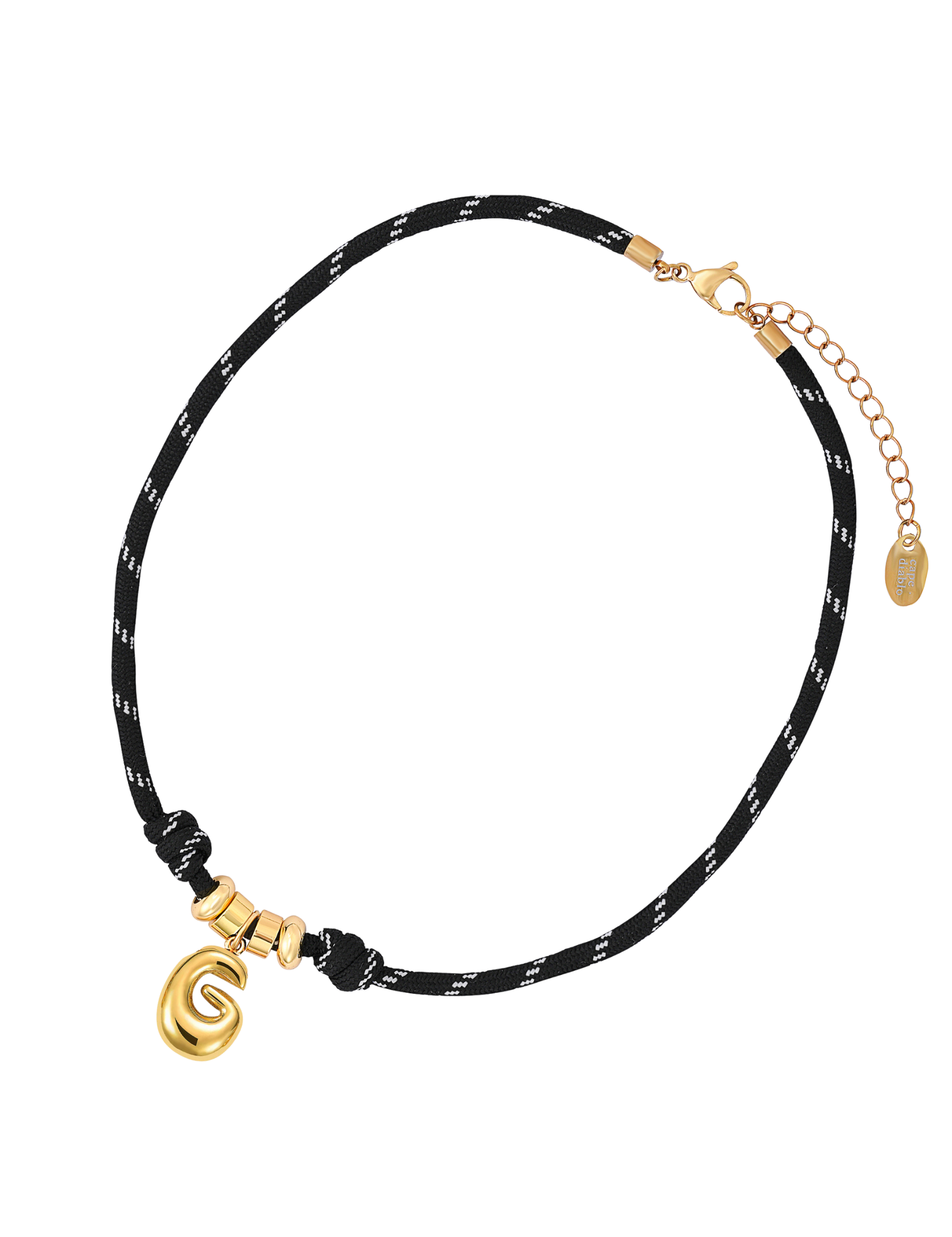 Colar de Corda com Letra Bolha Dourada