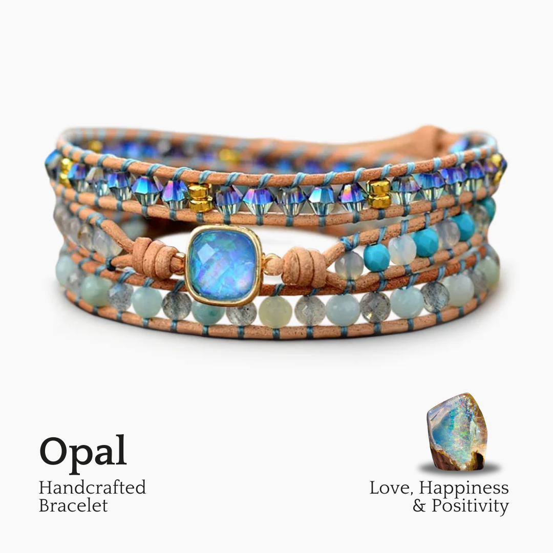 Pulseira Envoltório de Cura com Opala Quadrada