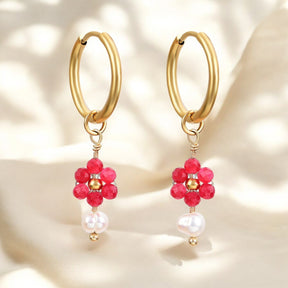 Brincos de Argola com Pérola Jade Blossom