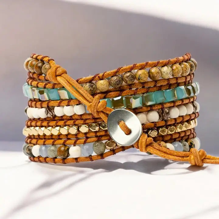 Pulseira Pedra Jaspe Terra Azul
