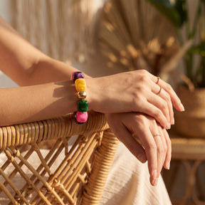 Pulseira robusta de elos mistos Golden Tropics