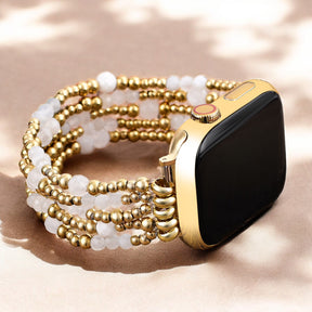 Pulseira elástica Apple Watch com pedra da lua Halo Dourado