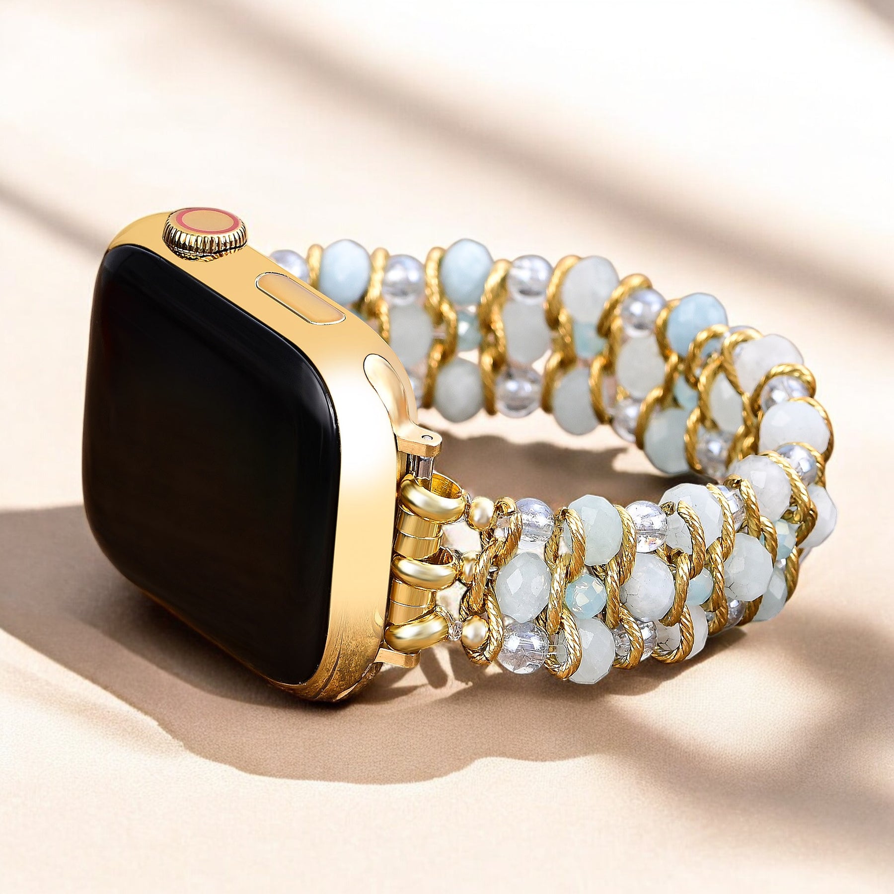 Pulseira Trançada Apple Watch em Brilho Água-Marinha