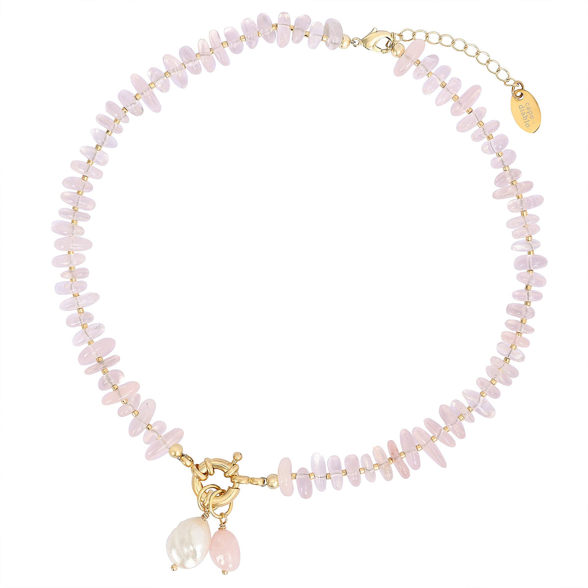 Colar com Pingente de Quartzo Rosa