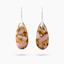 Brincos de Gota de Jaspe Pêssego Dourado