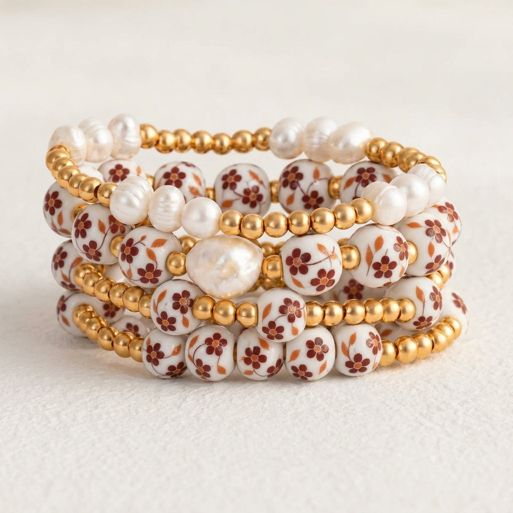 Conjunto de pulseiras Porcelain Garden Autumn Blossom
