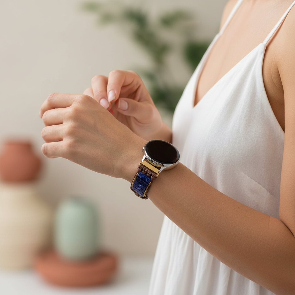 Pulseira para Samsung Galaxy Watch em Jaspe Azul Celeste