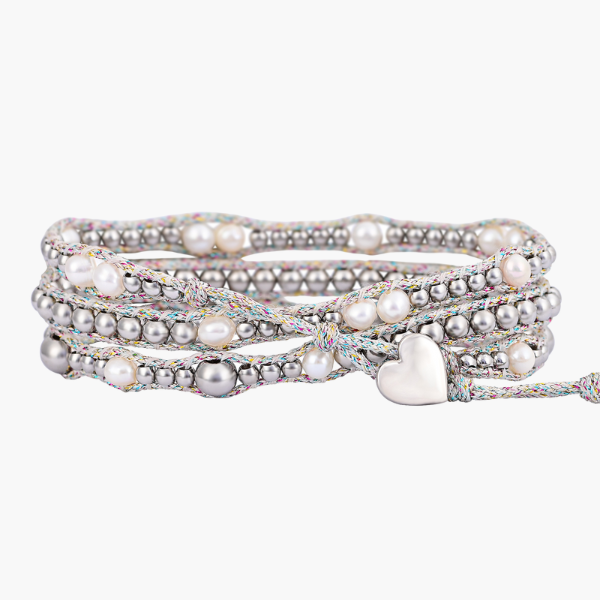 Pulseira Envolvente de Proteção com Pérola Brilhante