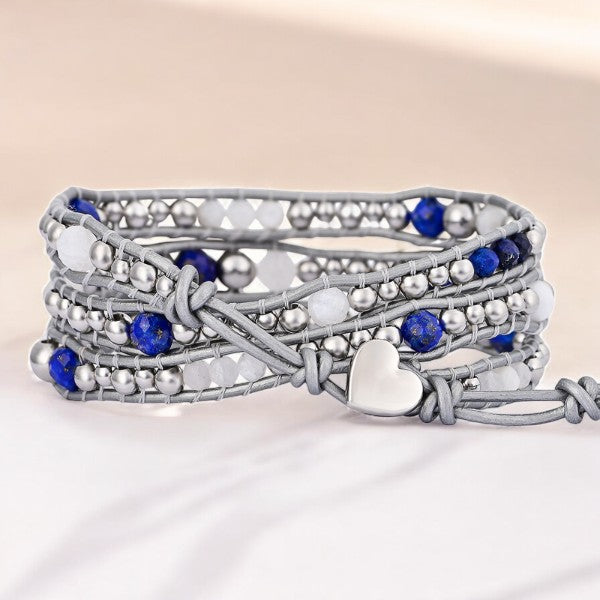 Pulseira Envoltório de Proteção Celestial de Lápis-Lazúli