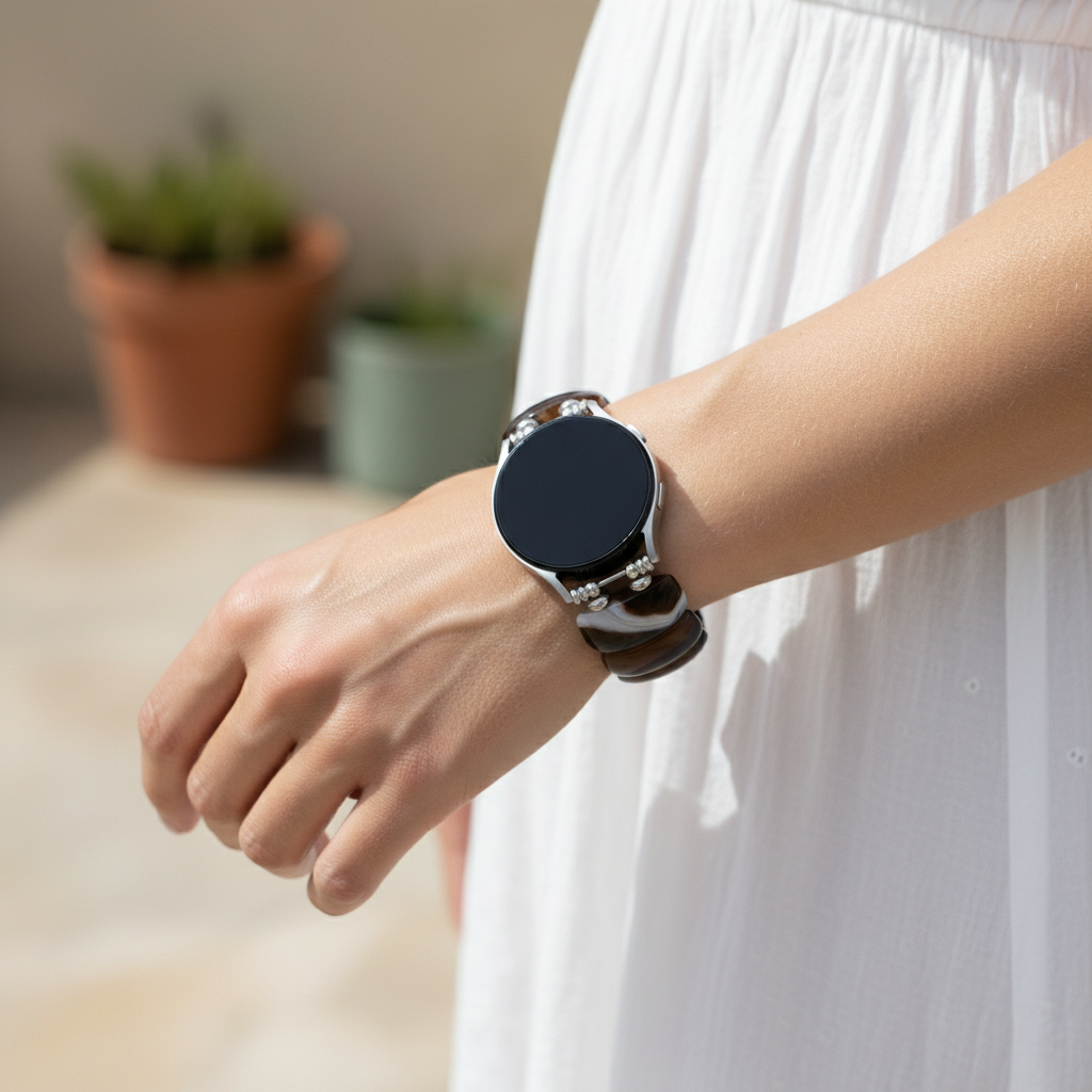 Pulseira Esticável Bohemian Onyx Elegance para Samsung Galaxy Watch