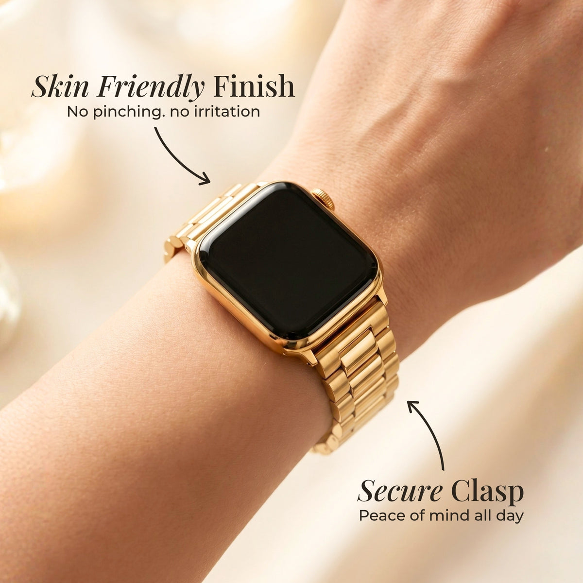 Pulseira Clássica de Luxo Dourada para Apple Watch