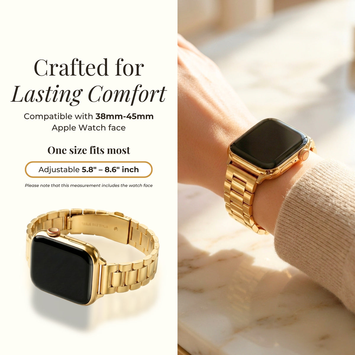Pulseira Clássica de Luxo Dourada para Apple Watch
