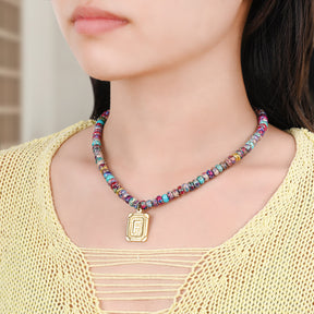 Colar de Letra com Jaspe Imperial Azul