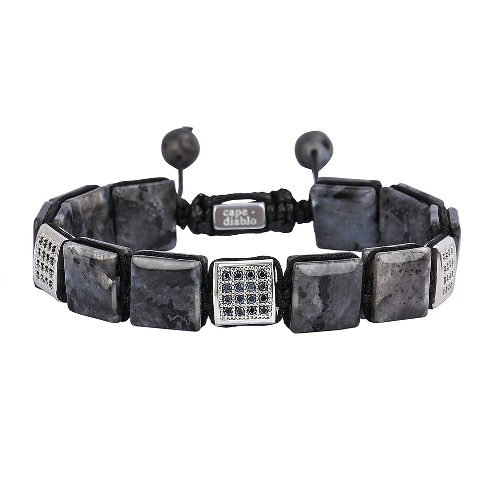 Pulseira masculina preta de labradorita