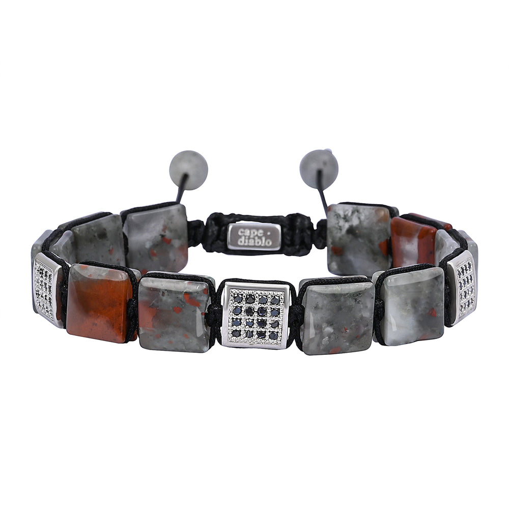 Pulseira masculina de pedra-sangue africana