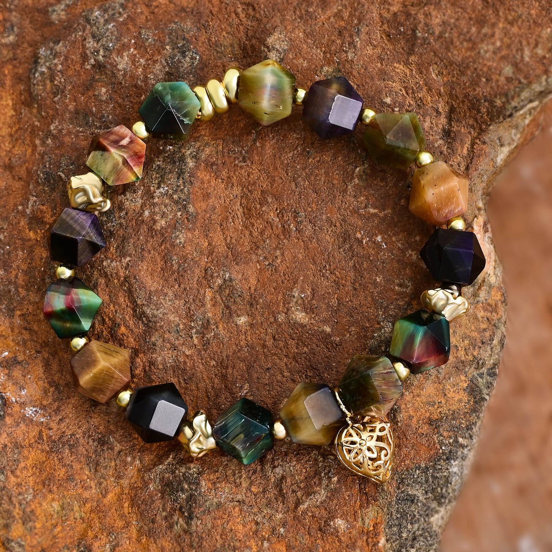 Pulseira de Encanto de Amor com Pedra da Lua