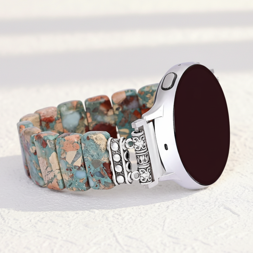 Pulseira elástica para relógio Samsung Galaxy em jaspe tibetano da Earth