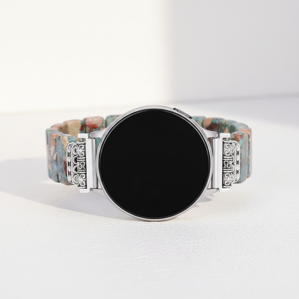 Pulseira elástica para relógio Samsung Galaxy em jaspe tibetano da Earth