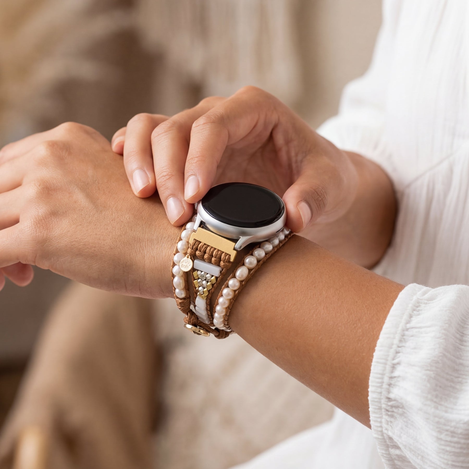 Pulseira Samsung Galaxy Watch de Pérola de Água Doce
