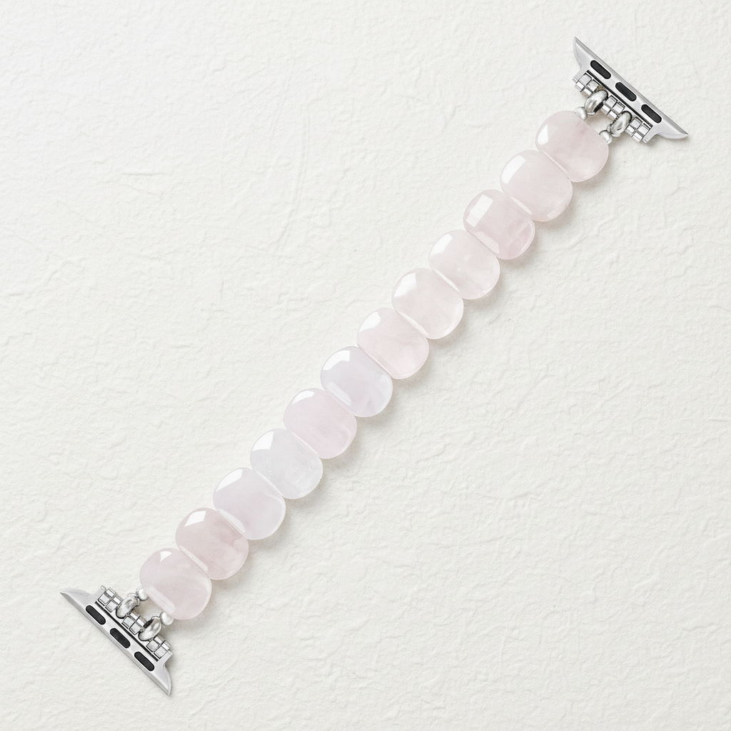 Pulseira elástica de quartzo rosa suave para Apple Watch