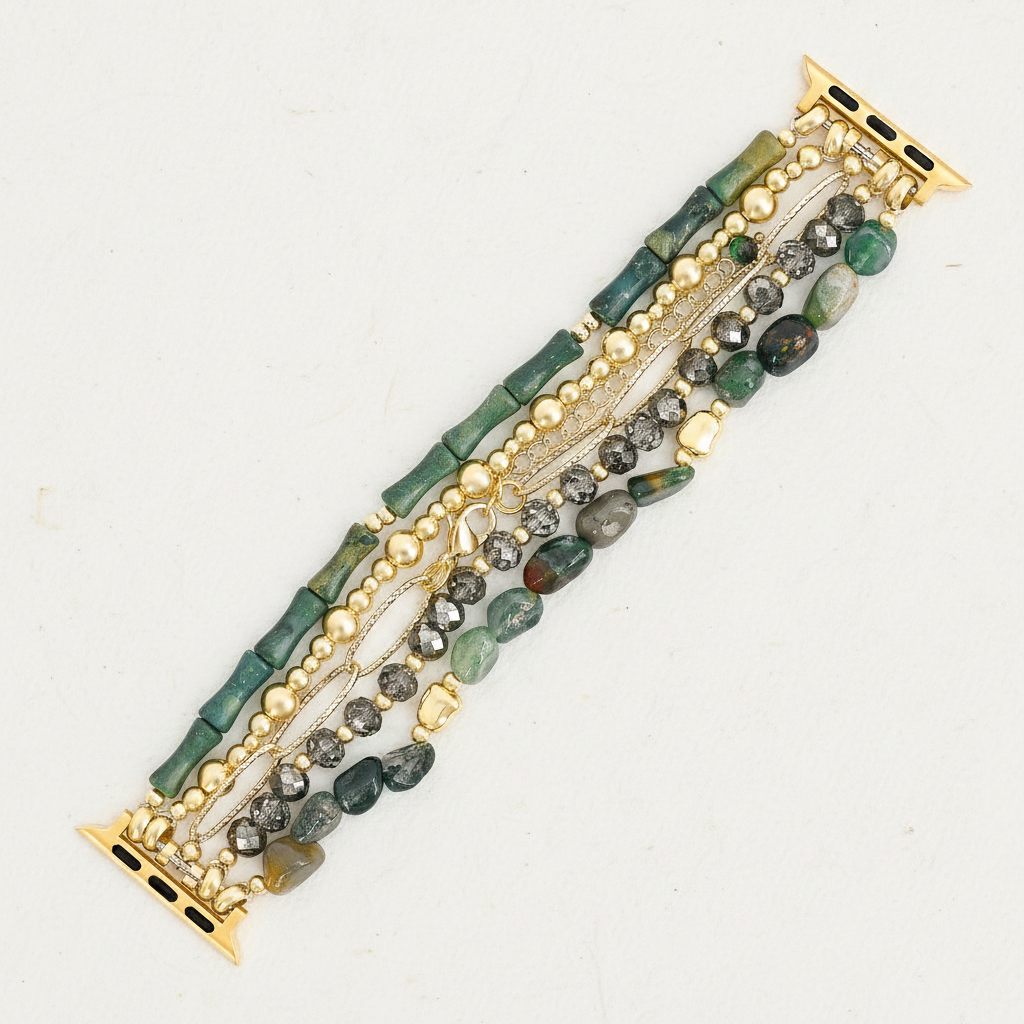 Pulseira Elástica Dourada Verde para Apple Watch