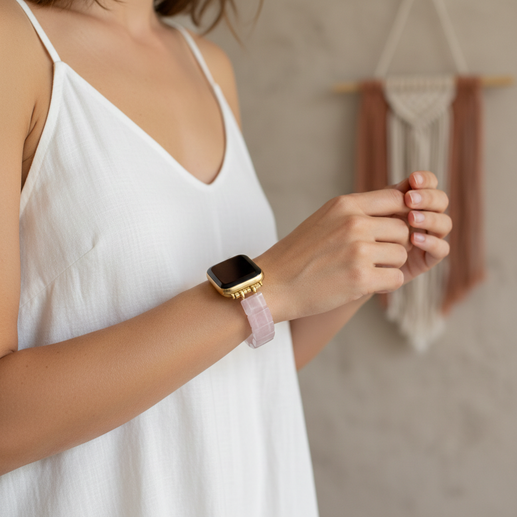 Pulseira elástica de quartzo blush para Apple Watch