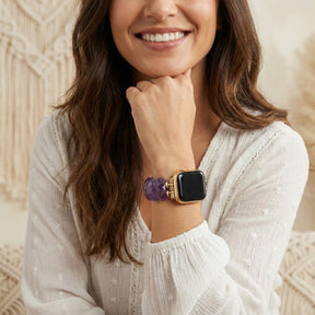 Pulseira elástica de proteção com ametista curativa para Apple Watch