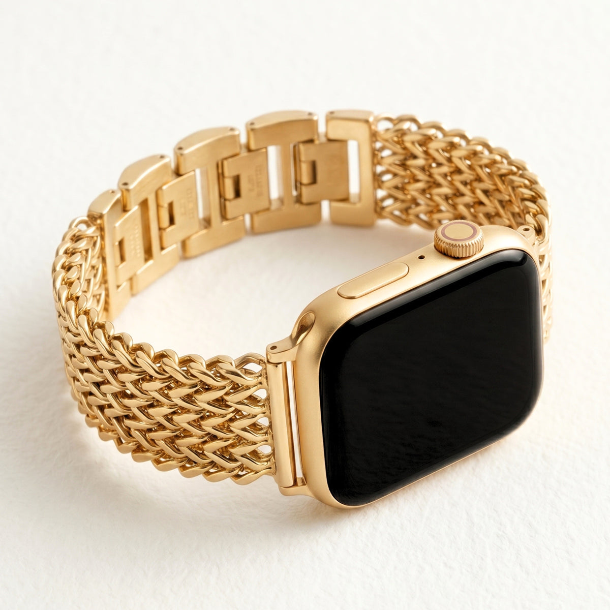 Pulseira Luxuosa de Corrente Dourada para Apple Watch