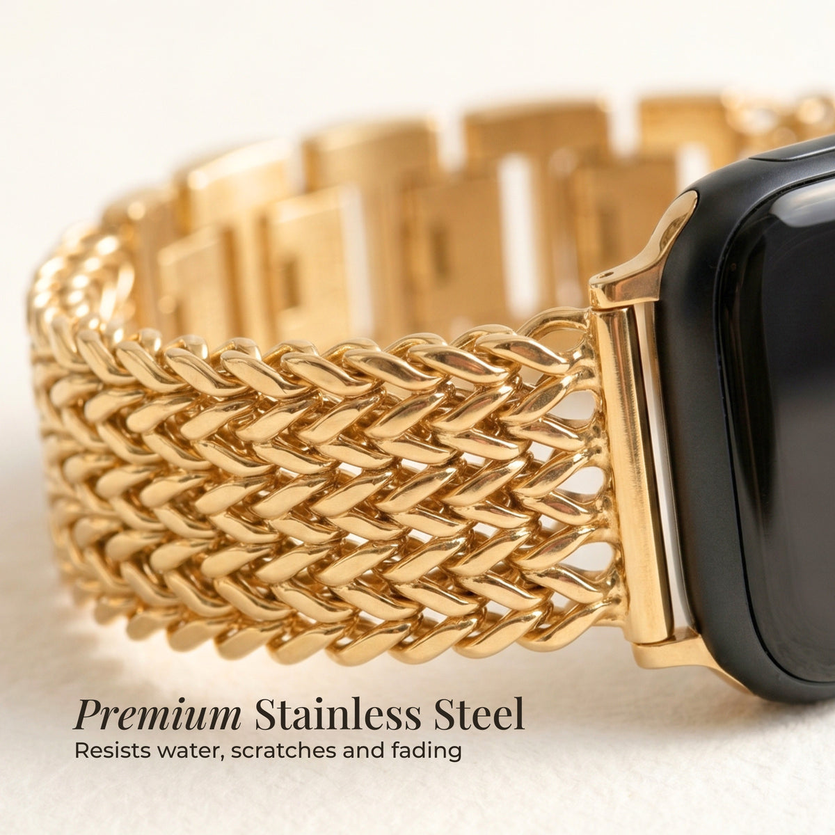 Pulseira Luxuosa de Corrente Dourada para Apple Watch