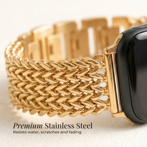 Pulseira Luxuosa de Corrente Dourada para Apple Watch