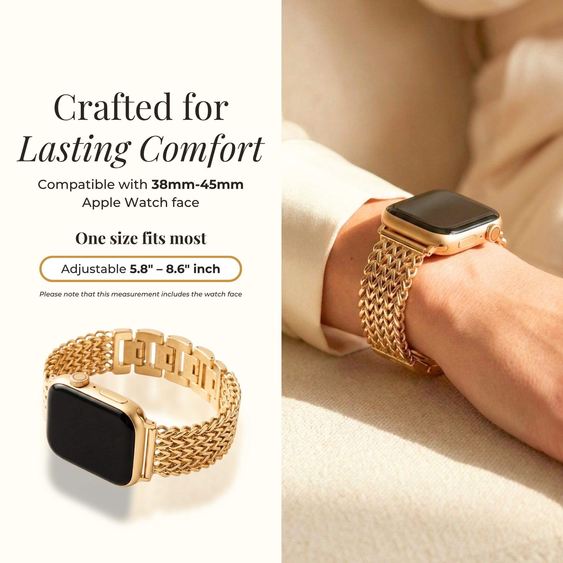 Pulseira Luxuosa de Corrente Dourada para Apple Watch