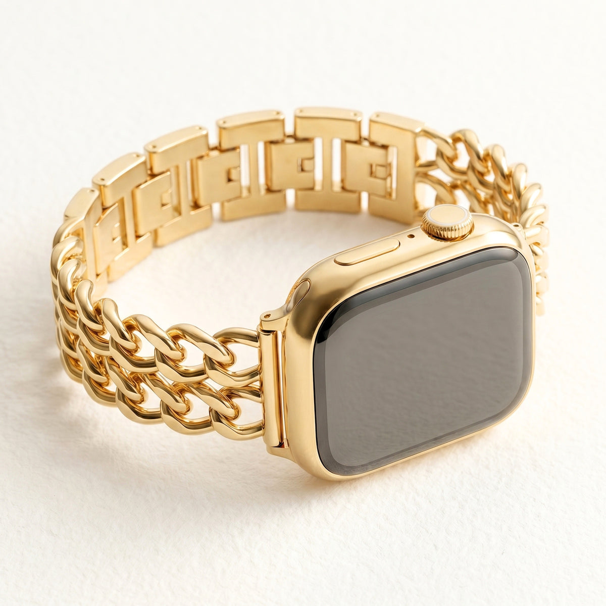 Pulseira Luxuosa Dourada Curva para Apple Watch