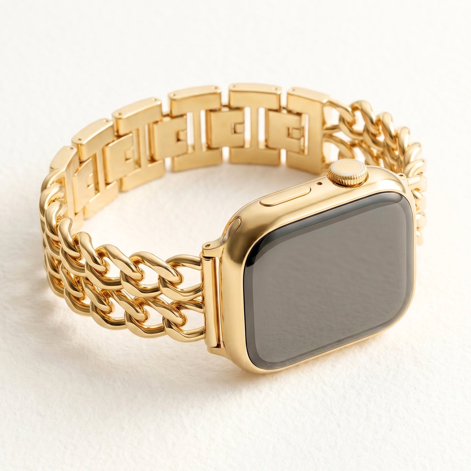 Pulseira Luxuosa Dourada Curva para Apple Watch