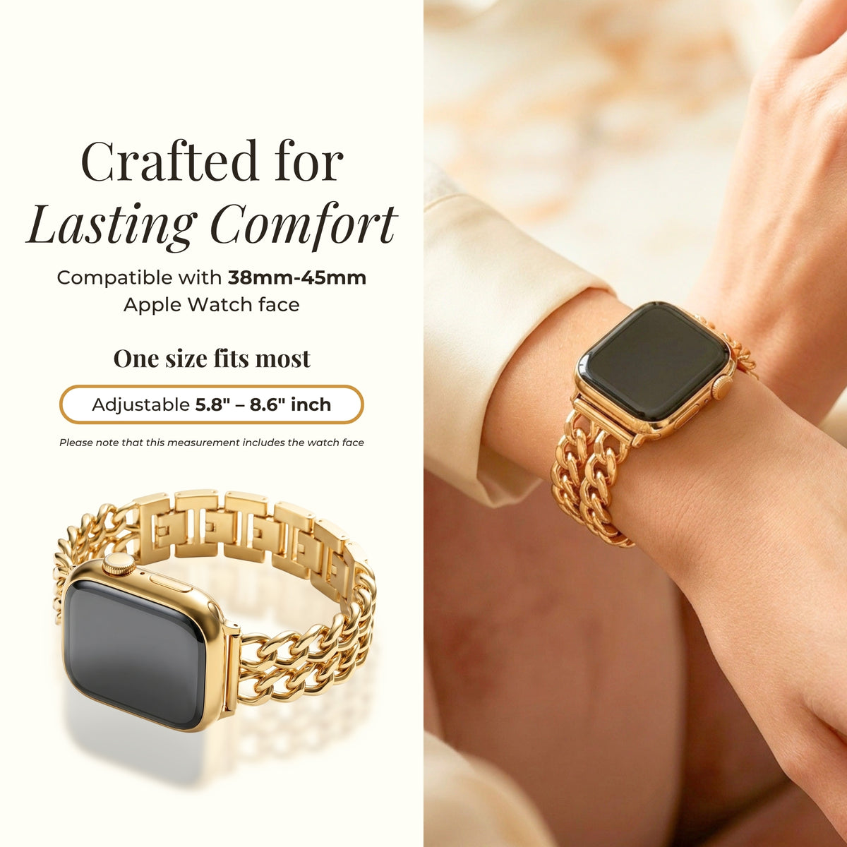 Pulseira Luxuosa Dourada Curva para Apple Watch