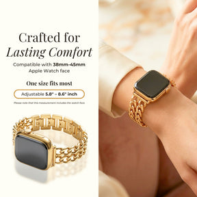 Pulseira Luxuosa Dourada Curva para Apple Watch