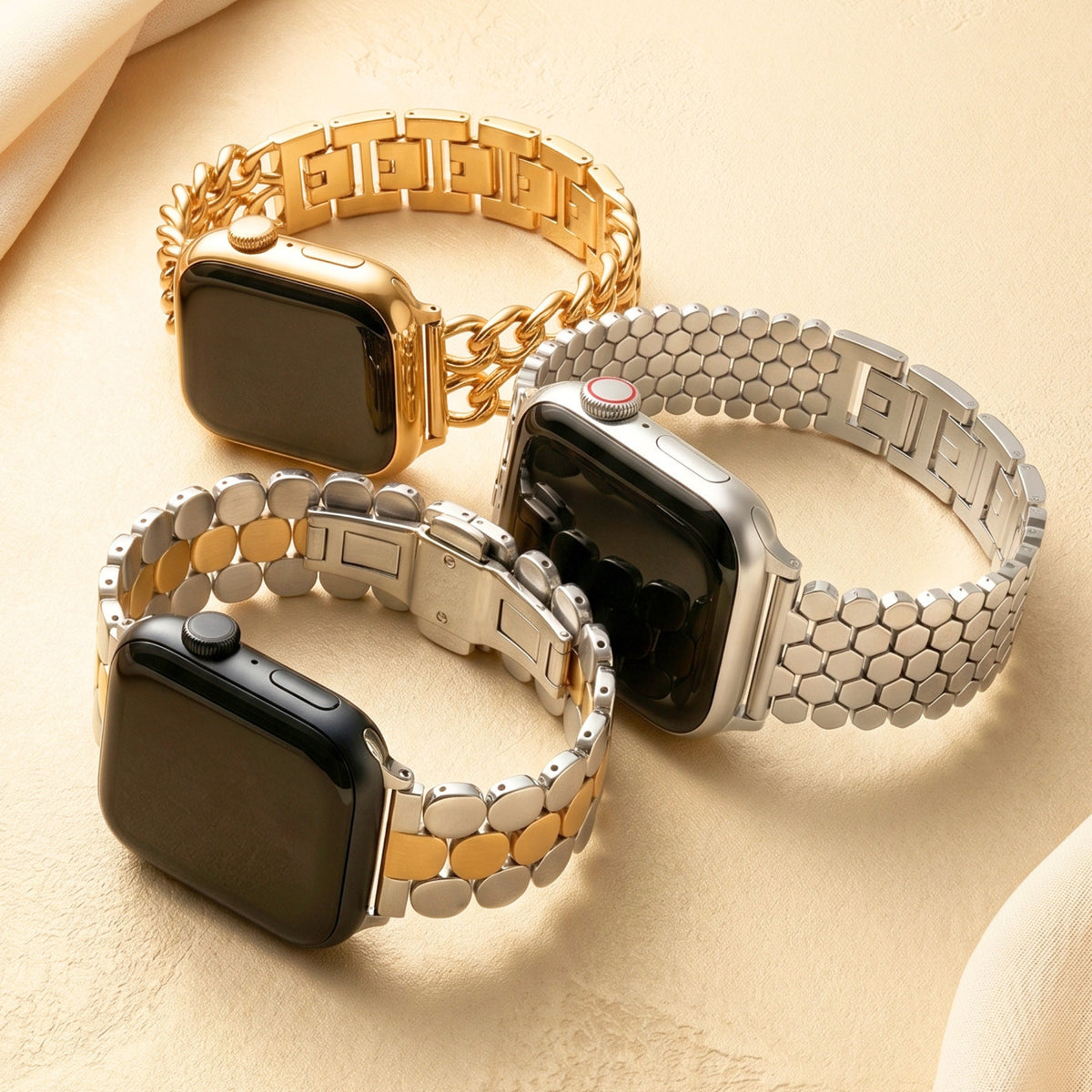 Pulseira de Luxo Golden Glamour para Apple Watch