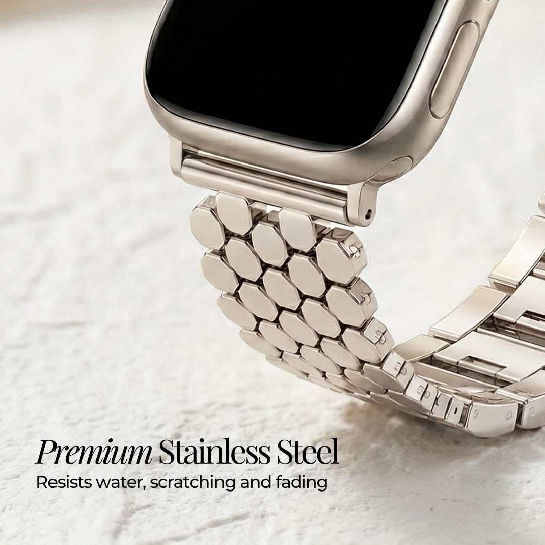 Pulseira Luxuosa Prateada de Colmeia para Apple Watch