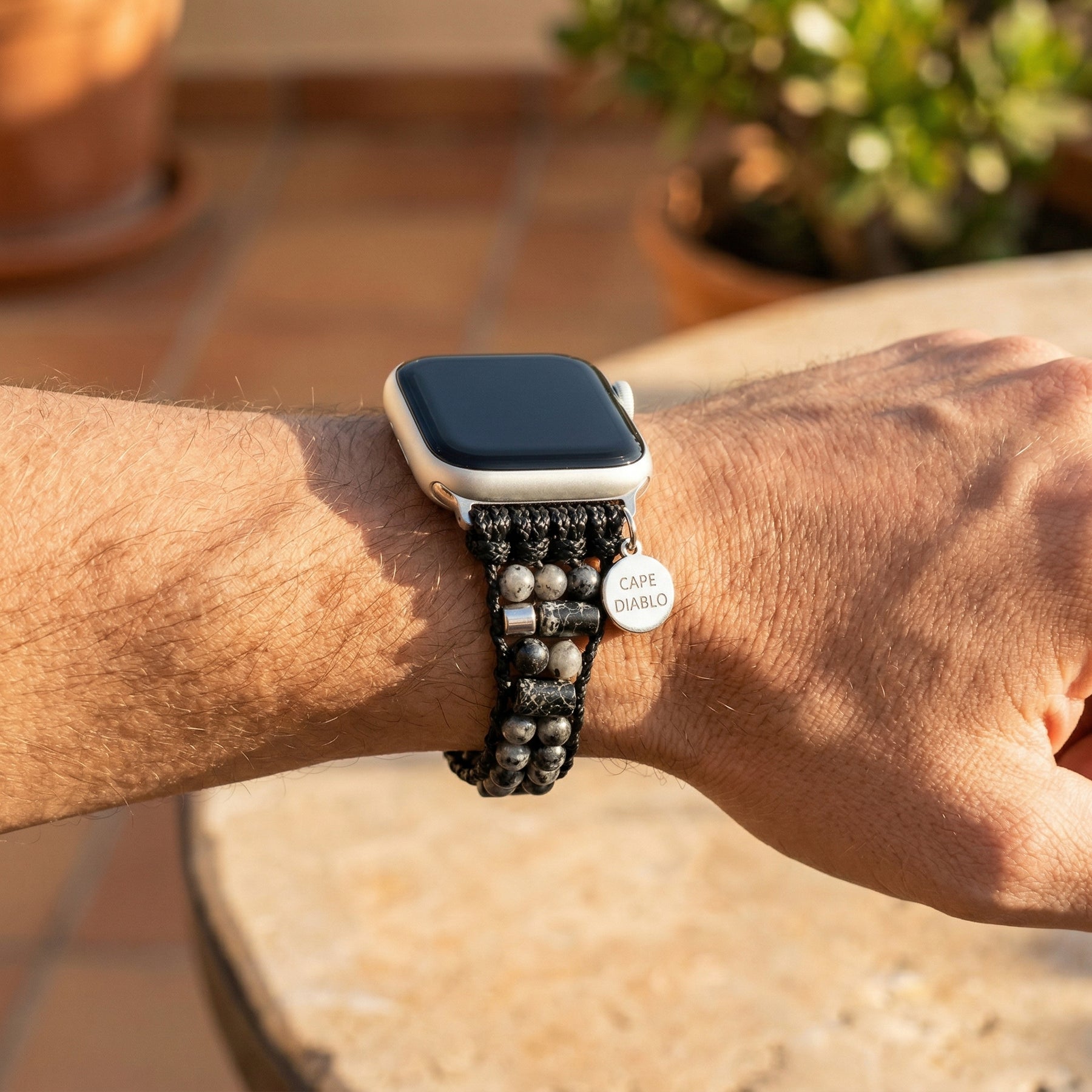 Pulseira Ativa Masculina de Labradorita para Apple Watch