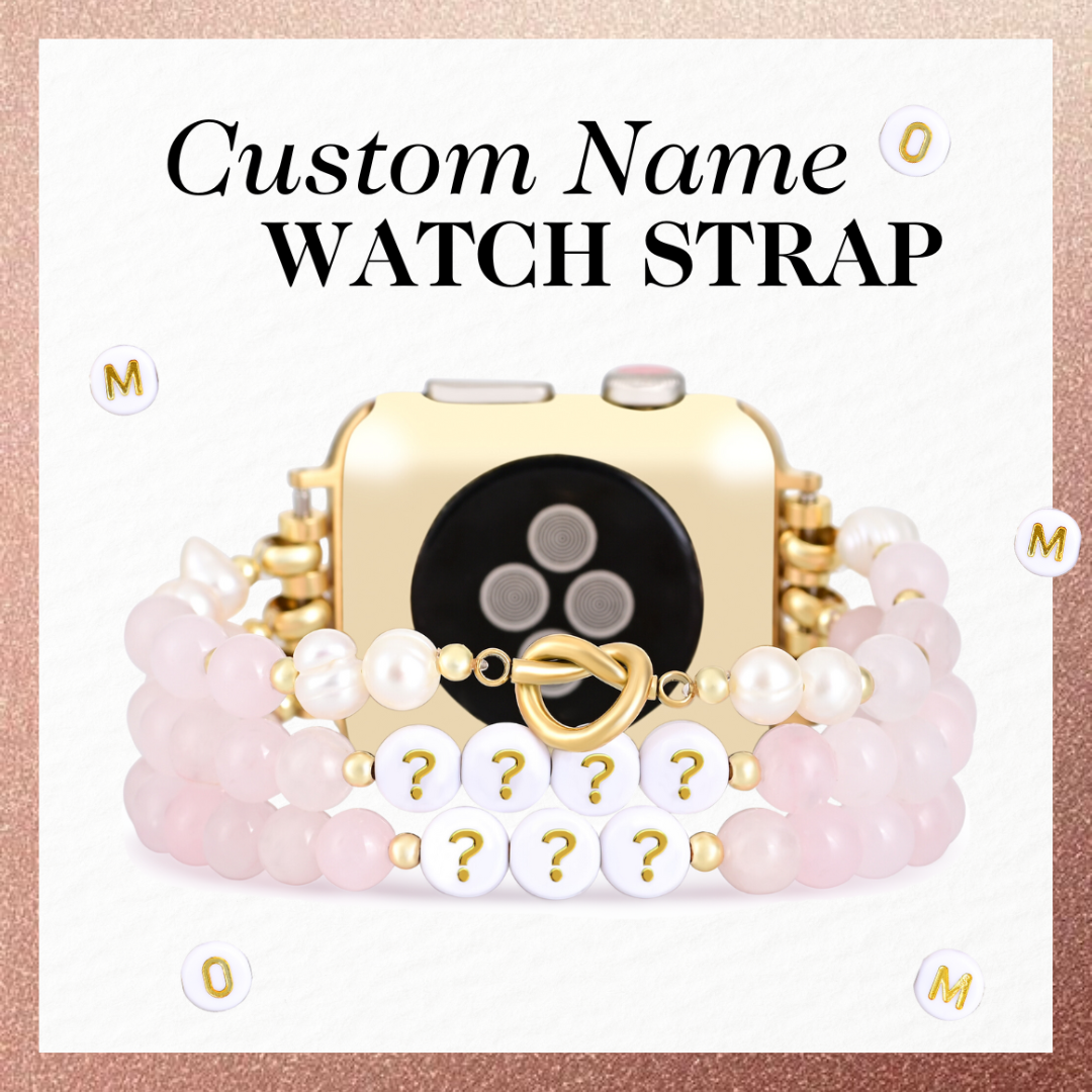 Pulseira Elástica Personalizada de Quartzo Rosa para Apple Watch
