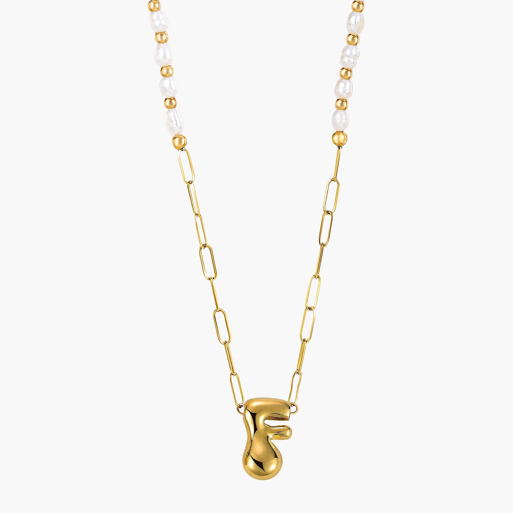 Colar de Corrente com Inicial e Pérola Bubble Chic