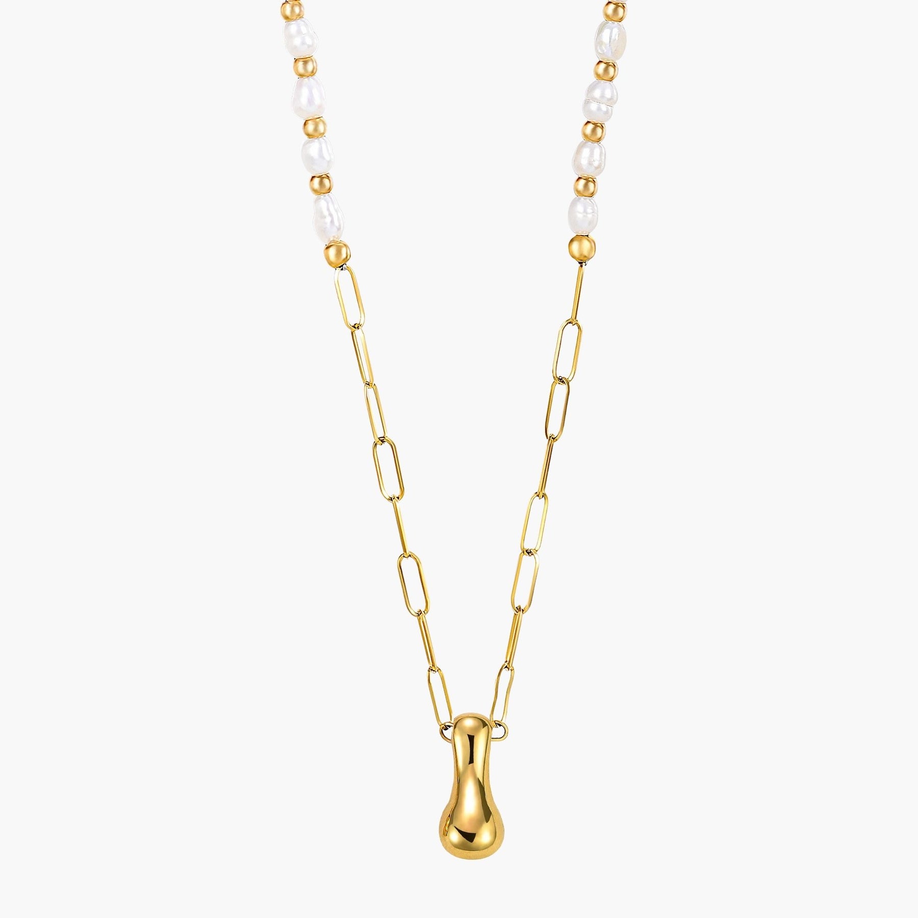 Colar de Corrente com Inicial e Pérola Bubble Chic