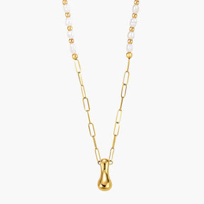 Colar de Corrente com Inicial e Pérola Bubble Chic