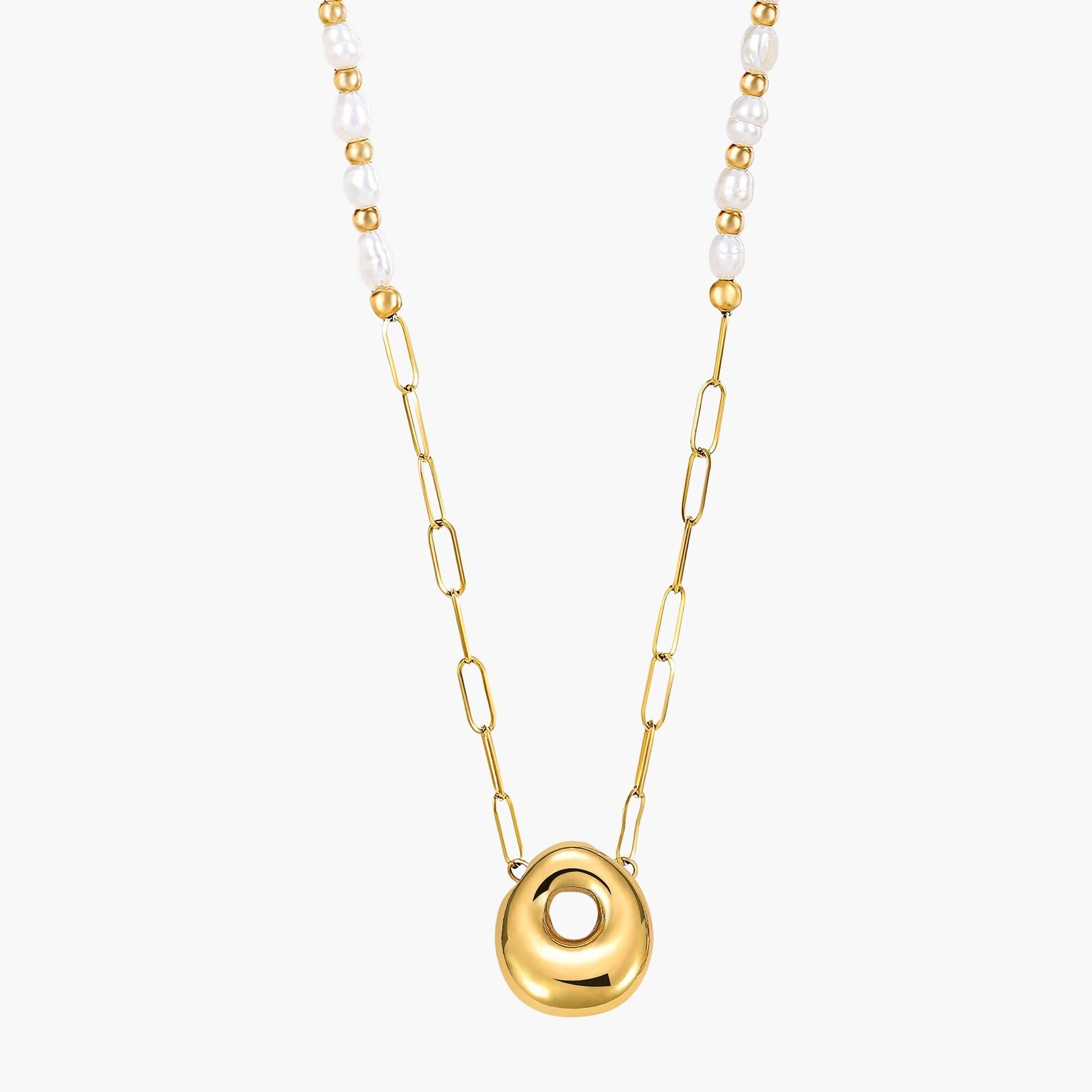 Colar de Corrente com Inicial e Pérola Bubble Chic